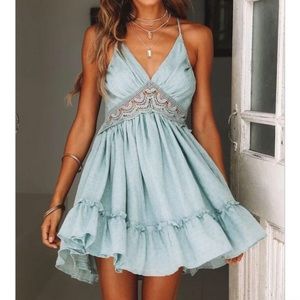 Light Blue Open Back Dress